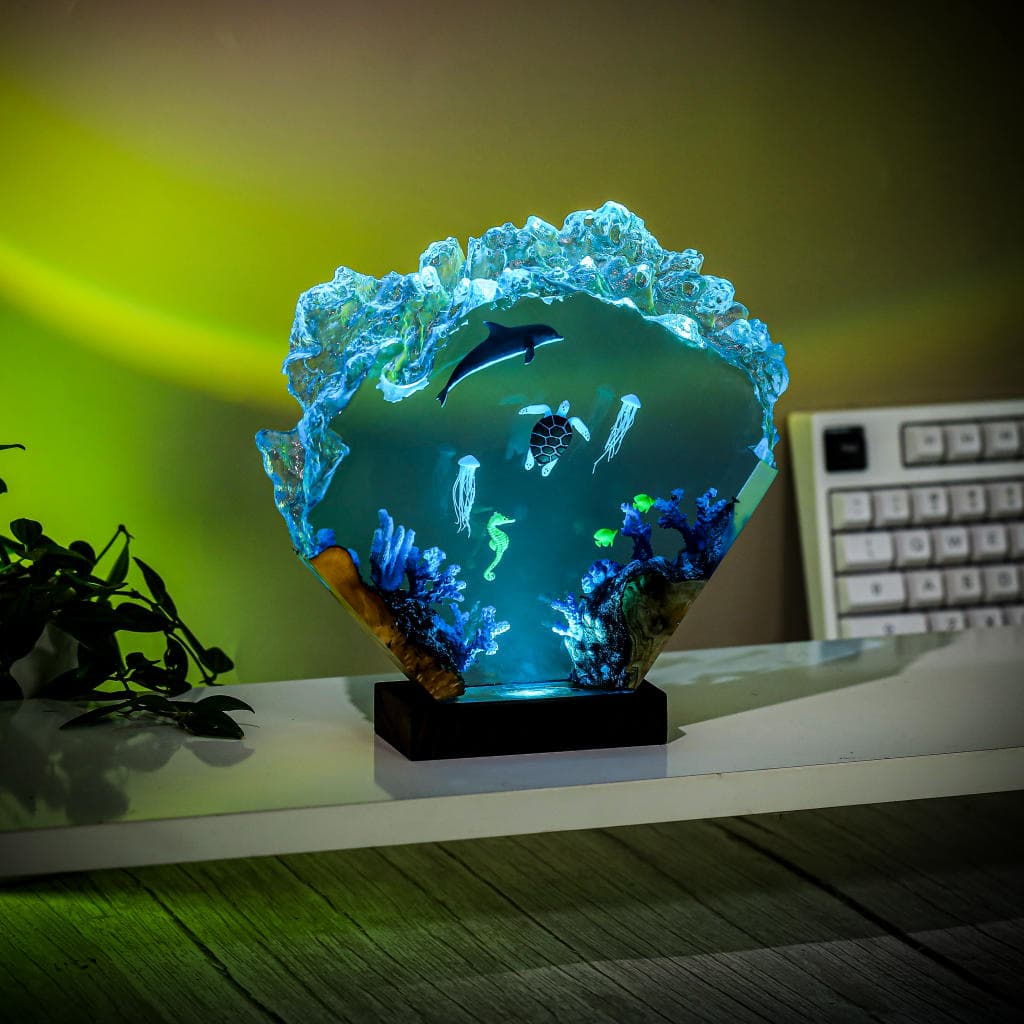 Deep Ocean Resin Lamp, Ocean Lamp - Resinartgift