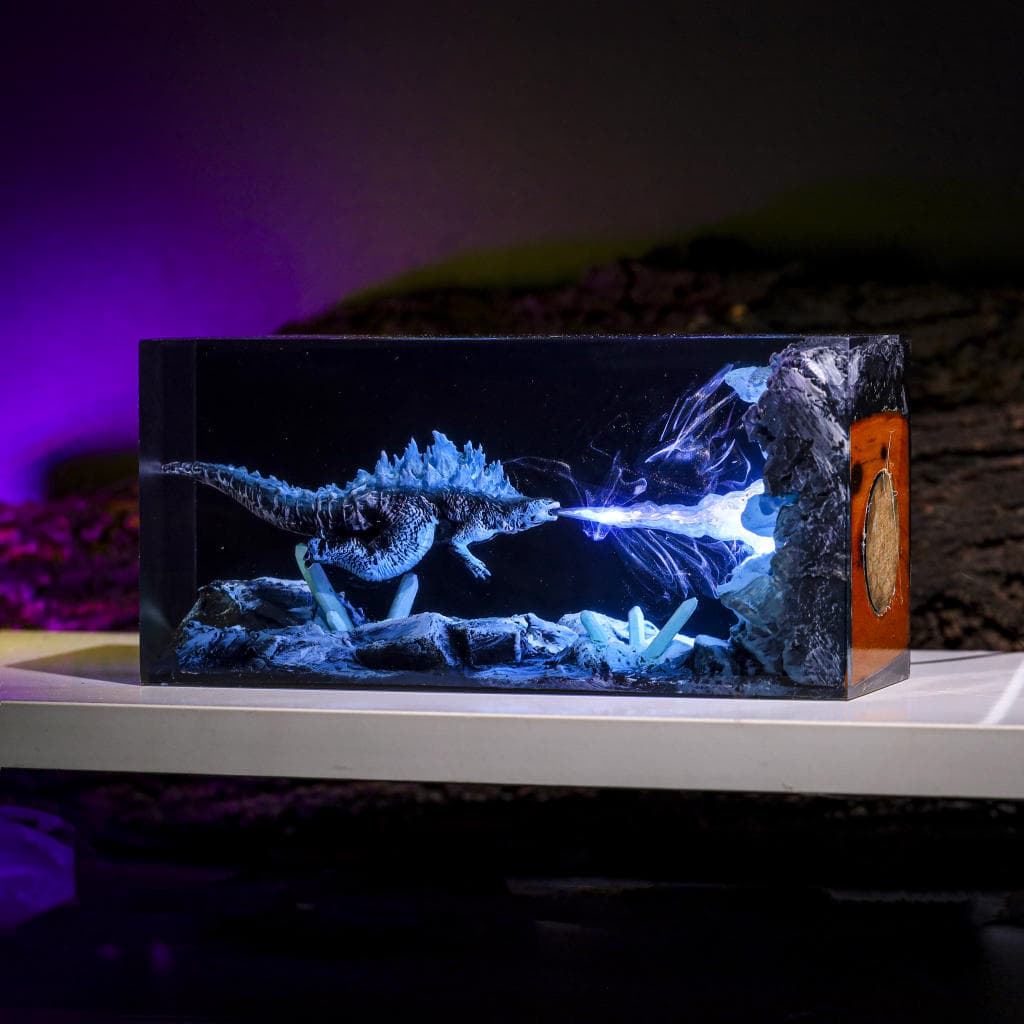 Godzilla Monster Cuboid Epoxy Lamp - Resinartgift