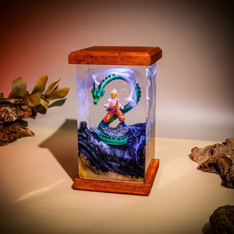 Goku and Shenron Resin Lamp, Dragon Ball - Resinartgift
