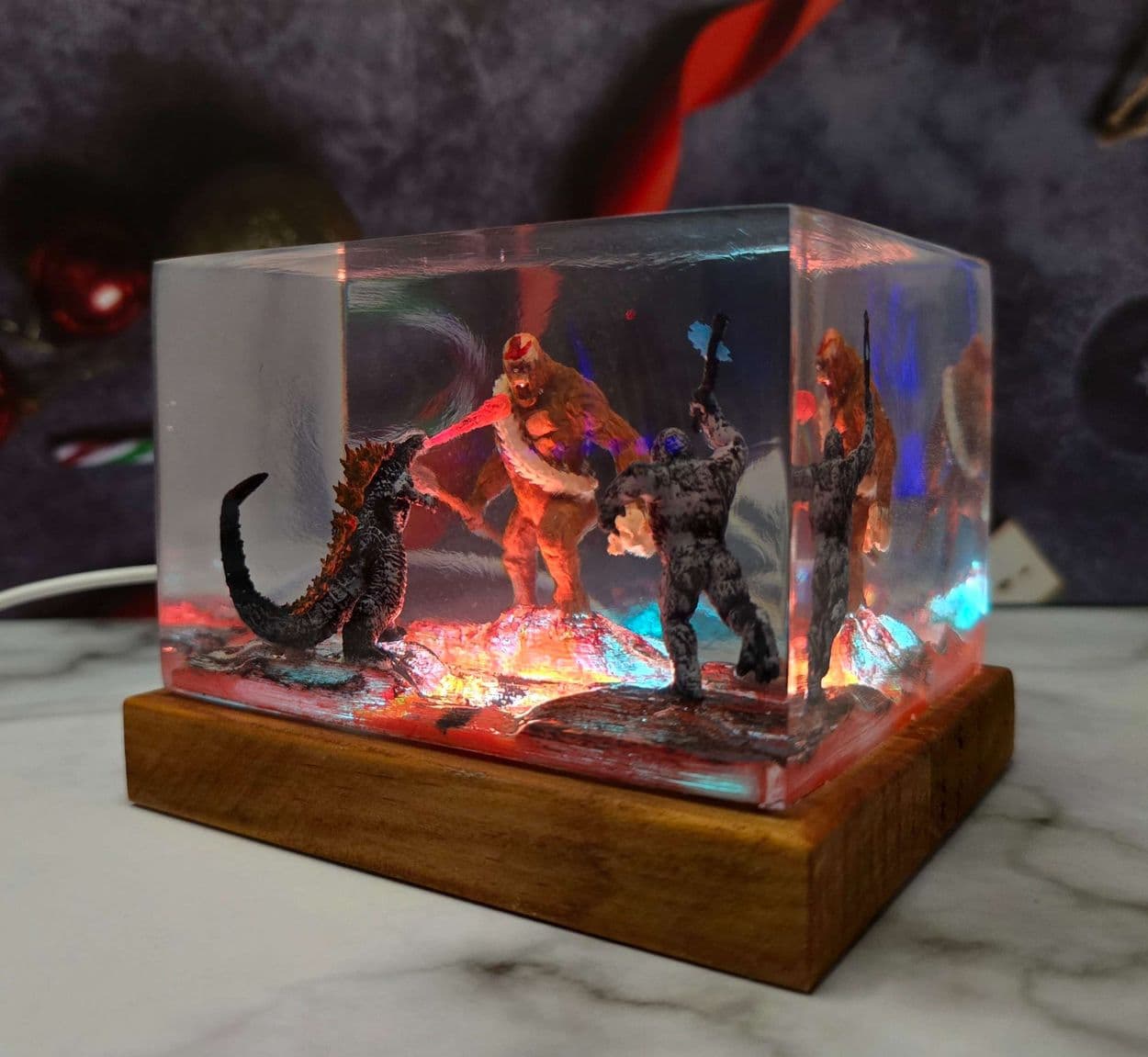 Skar King x Kong x Godzilla Resin Lamp, Godzilla x Kong, The New Empire - Resinartgift